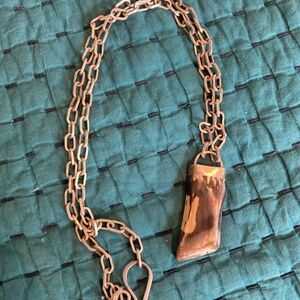Lara Gordon Petrified Wood and Sterling Silver Chain Necklace